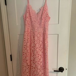 ASTR Lace Pink MIDI Dress